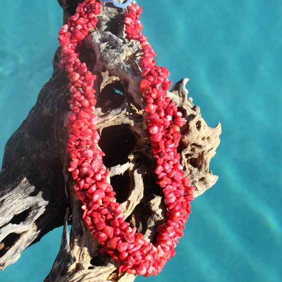 The Cleopatra Necklace Collection/ Natural Red Coral Chips - Picture 5 of 7